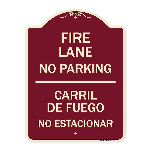 Fire Lane No Parking Carril De Fuege No Esta Conar Heavy-Gauge Alum Sign, 24" x 18", BU-1824-23981